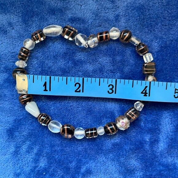 Memory wire wrap bracelet clear black and silver beads with bronze highlights - Picture 6 of 6